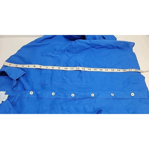 Cynthia Rowley 100% Linen Shirt Blue Long Sleeve Button Boxy‎ Classic Resort L - Picture 5 of 10